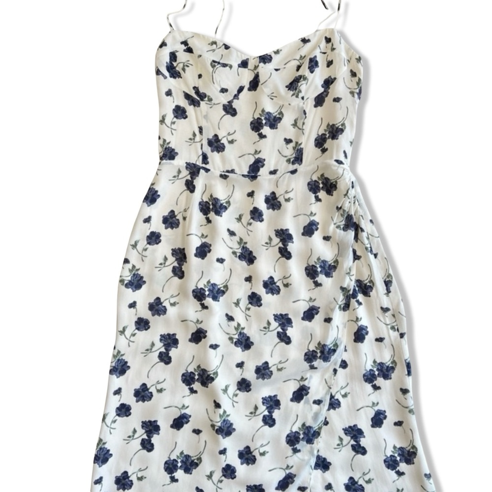 Reformation White and Blue Floral Midi Dress - Picture 10 of 16